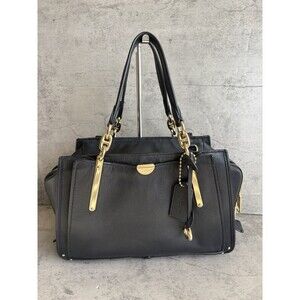 COACH Dreamer 27 Satchel Black Crossbody Leather Bag W/golden Accents  *no Strap